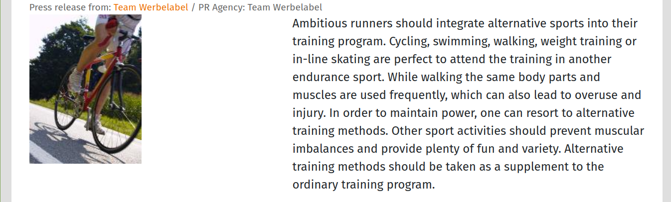 Cycling Press Release By Open PR | World Fitness Community